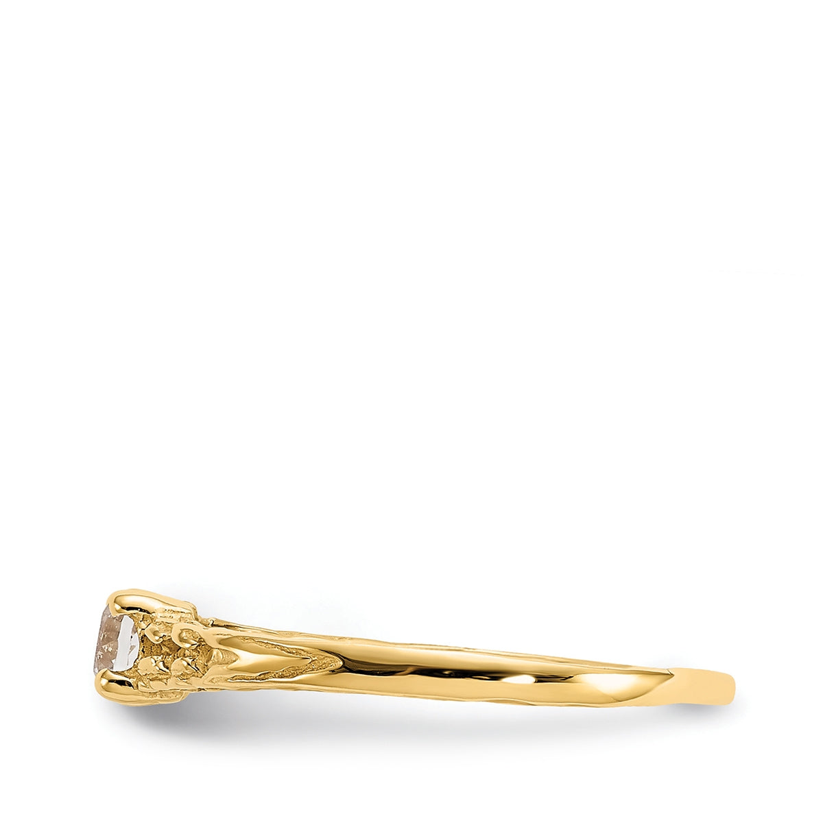 Children's White Topaz April Birthstone Ring in 10K Yellow Gold side profile