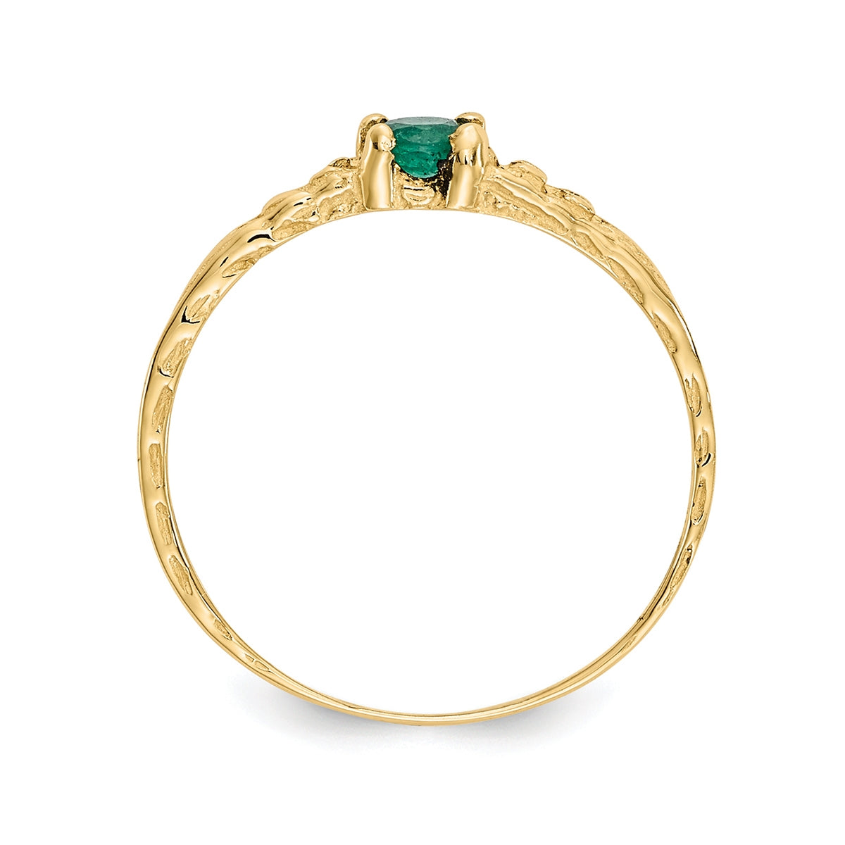 Children's Emerald May Birthstone Ring in 10K Yellow Gold front view