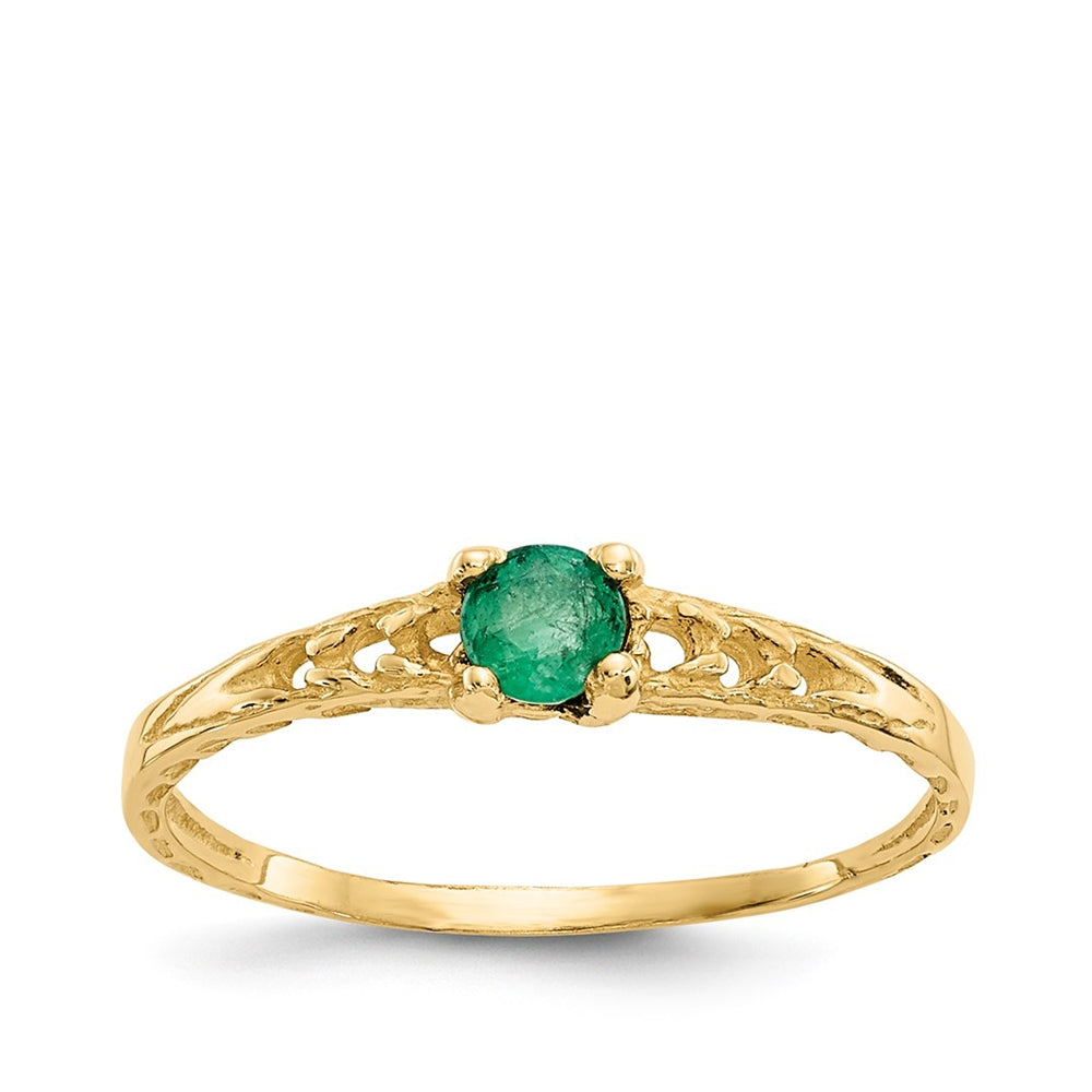Children's Emerald May Birthstone Ring in 10K Yellow Gold