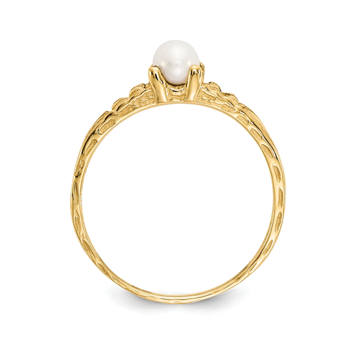 Children's Freshwater Cultured Pearl June Birthstone Ring in 10K Yellow Gold front view