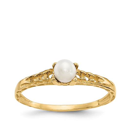 Children's Freshwater Cultured Pearl June Birthstone Ring in 10K Yellow Gold