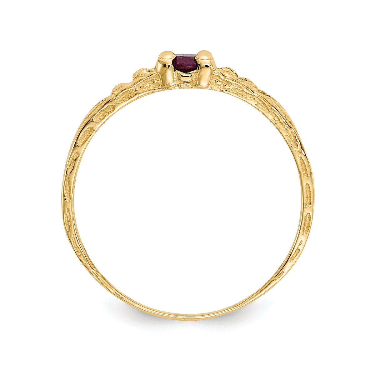 Children's Ruby July Birthstone Ring in 10K Yellow Gold front view