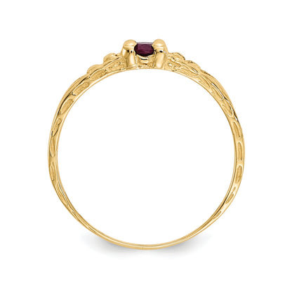 Children's Ruby July Birthstone Ring in 10K Yellow Gold front view
