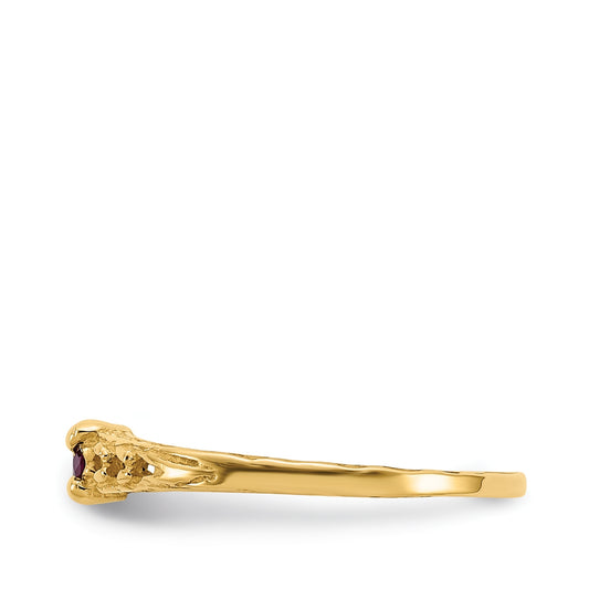 Children's Ruby July Birthstone Ring in 10K Yellow Gold side profile