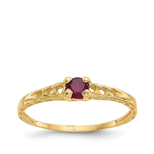 Children's Ruby July Birthstone Ring in 10K Yellow Gold