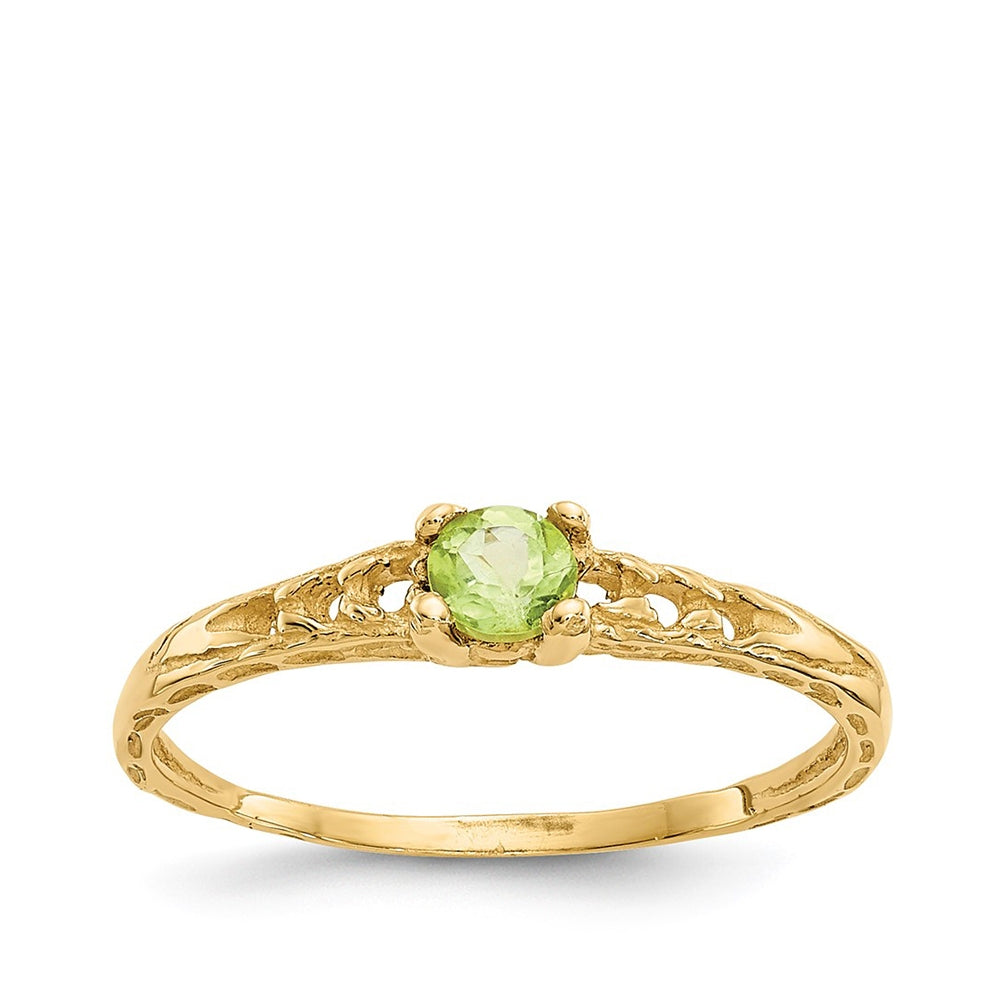 Children's Peridot August Birthstone Ring in 10K Yellow Gold