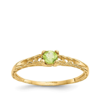 Children's Peridot August Birthstone Ring in 10K Yellow Gold