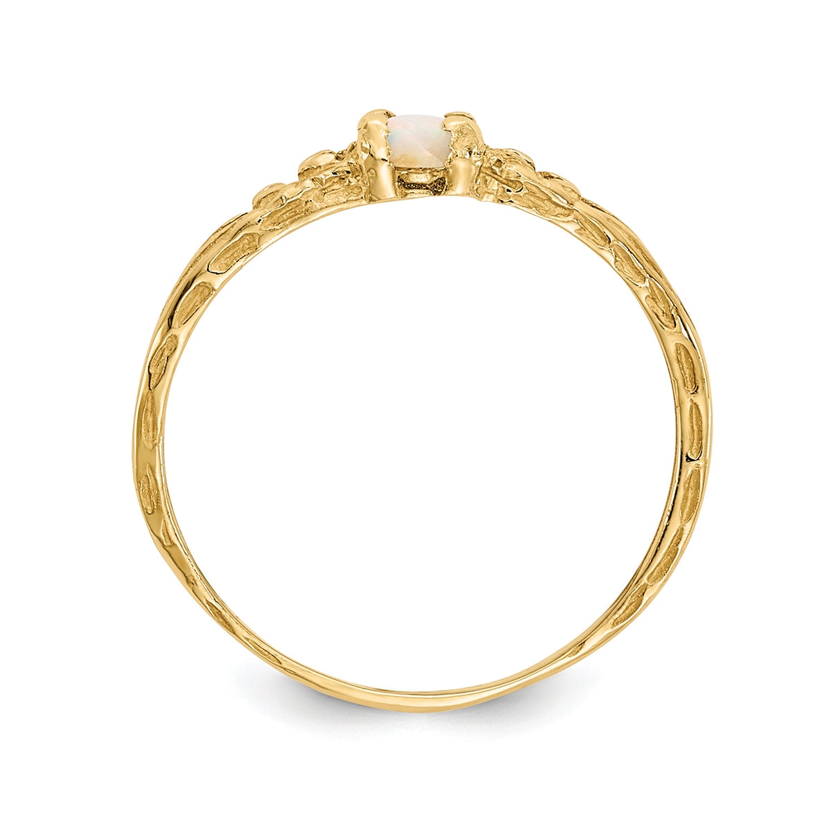 Children's Opal October Birthstone Ring in 10K Yellow Gold front view
