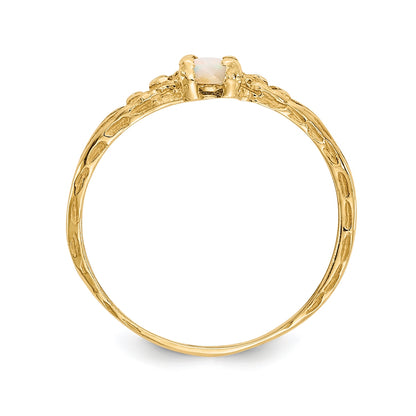 Children's Opal October Birthstone Ring in 10K Yellow Gold front view