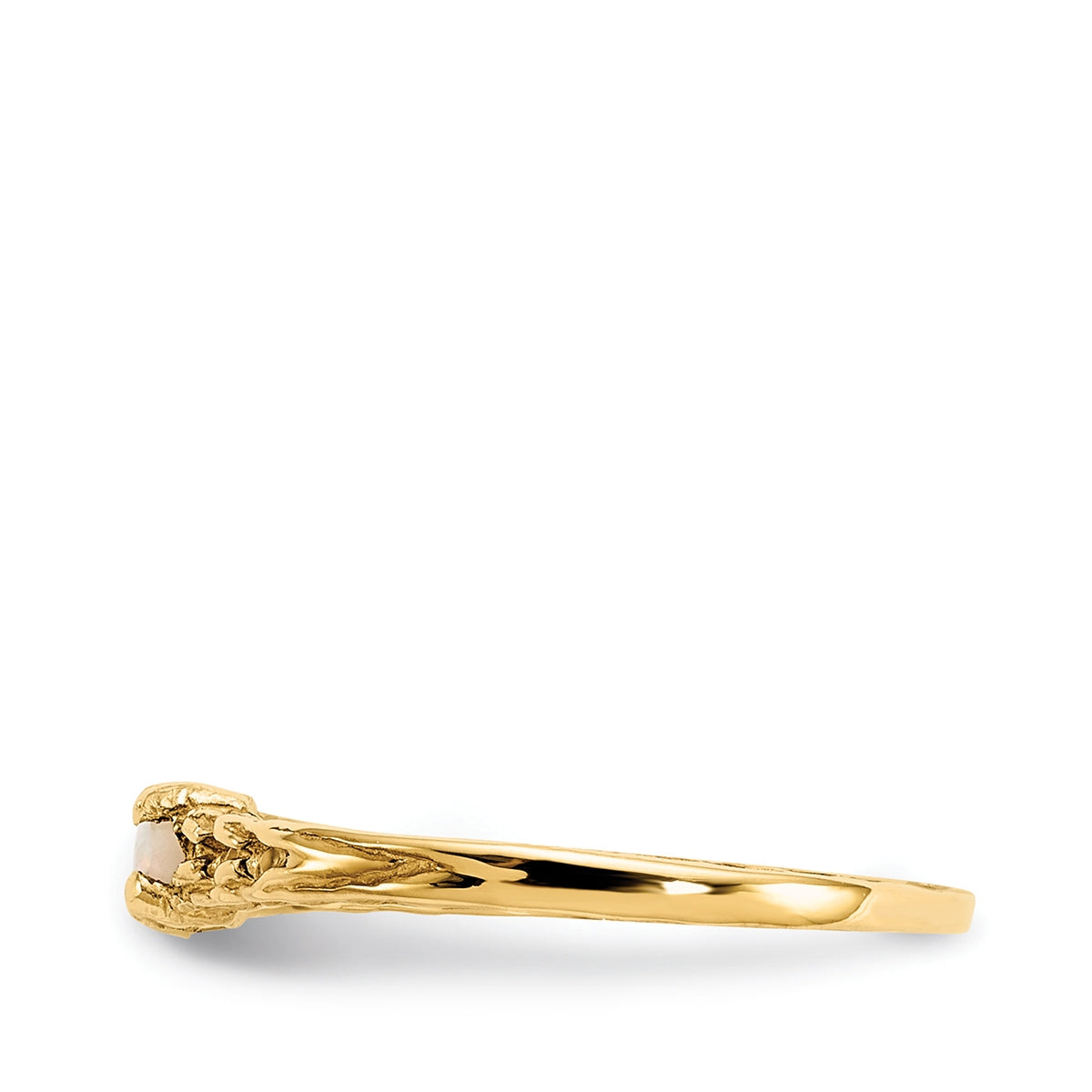 Children's Opal October Birthstone Ring in 10K Yellow Gold side profile