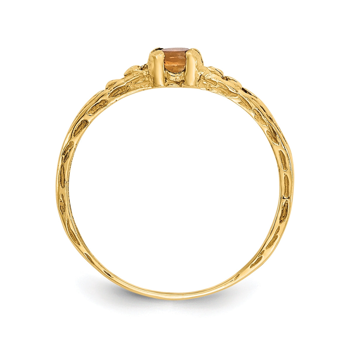 Children's Citrine November Birthstone Ring in 10K Yellow Gold front view