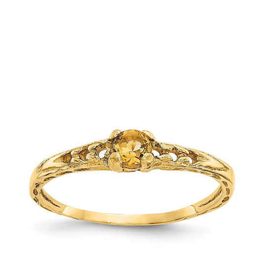 Children's Citrine November Birthstone Ring in 10K Yellow Gold