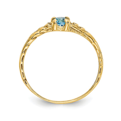 Children's Sky Blue Topaz December Birthstone Ring in 10K Yellow Gold front view