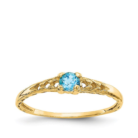 Children's Sky Blue Topaz December Birthstone Ring in 10K Yellow Gold