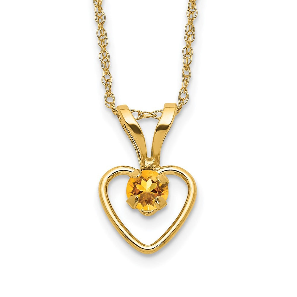 Children's Citrine November Birthstone Heart Pendant in 10K Yellow Gold