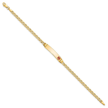 3.5mm 7-inch Semi-Solid Anchor Link Medical ID Bracelet in 10K Yellow Gold front view