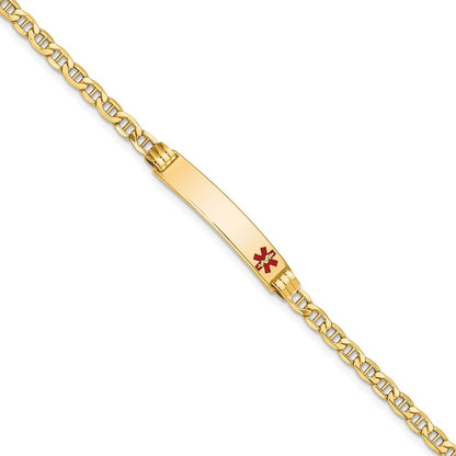 3.5mm 7-inch Semi-Solid Anchor Link Medical ID Bracelet in 10K Yellow Gold