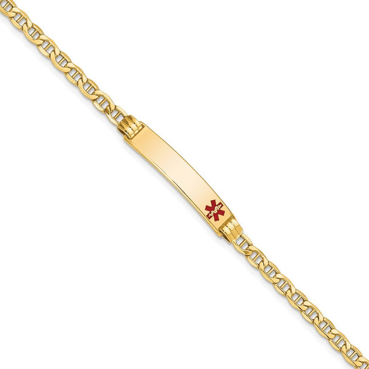 3.5mm 7-inch Semi-Solid Anchor Link Medical ID Bracelet in 10K Yellow Gold