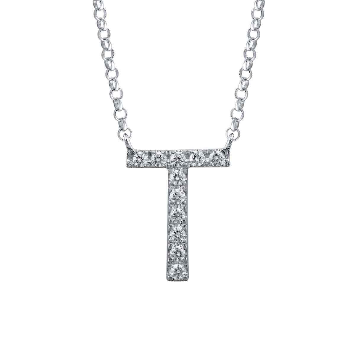 1/10 ct. tw. Diamond Letter T 10mm Pendant in 10K White Gold