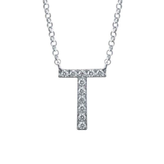 1/10 ct. tw. Diamond Letter T 10mm Pendant in 10K White Gold