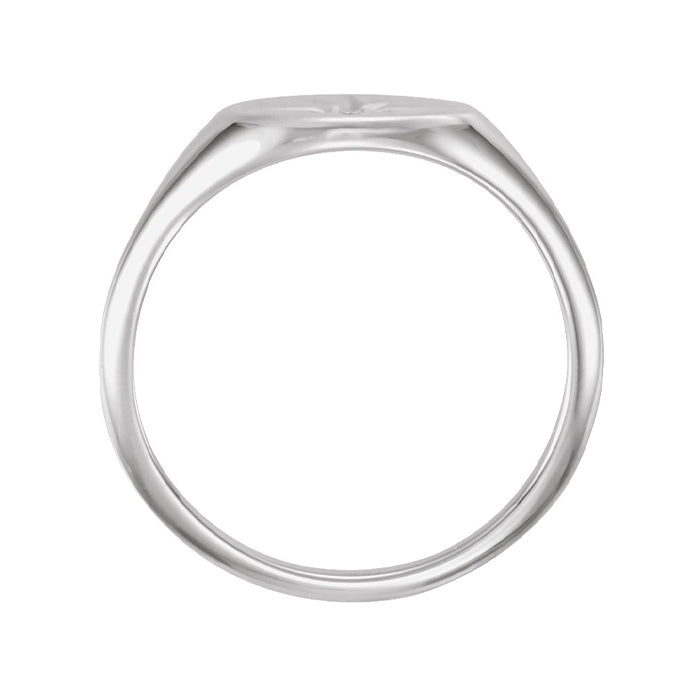 Diamond Accent Starburst Signet Ring in 14K White Gold front view
