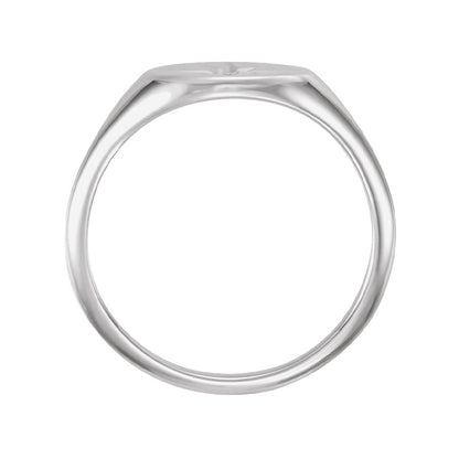 Diamond Accent Starburst Signet Ring in 14K White Gold front view