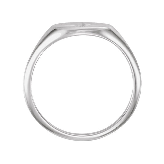 Diamond Accent Starburst Signet Ring in 14K White Gold front view