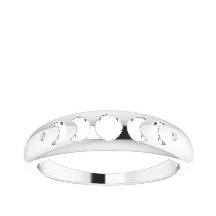 Diamond Accent Moon Phase Ring in Sterling Silver