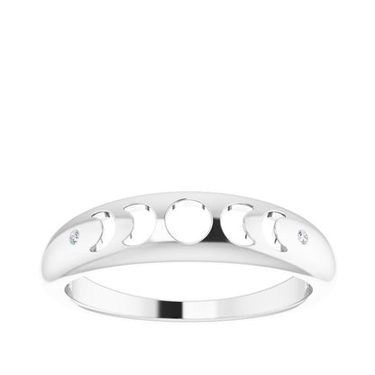 Diamond Accent Moon Phase Ring in Sterling Silver