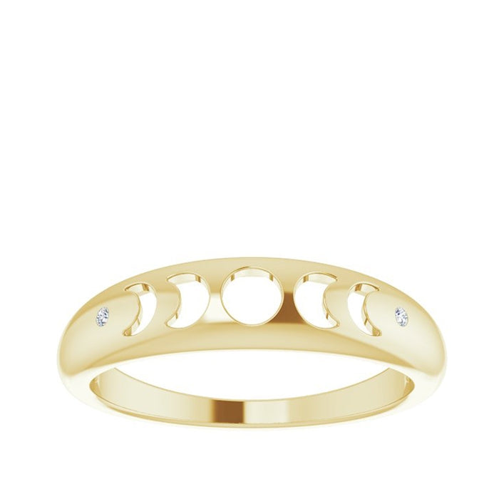 Diamond Accent Moon Phase Ring in 14K Yellow Gold