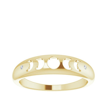 Diamond Accent Moon Phase Ring in 14K Yellow Gold