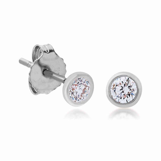 1/2 ct. tw. Round Bezel Set Diamond Earrings in 14K White Gold