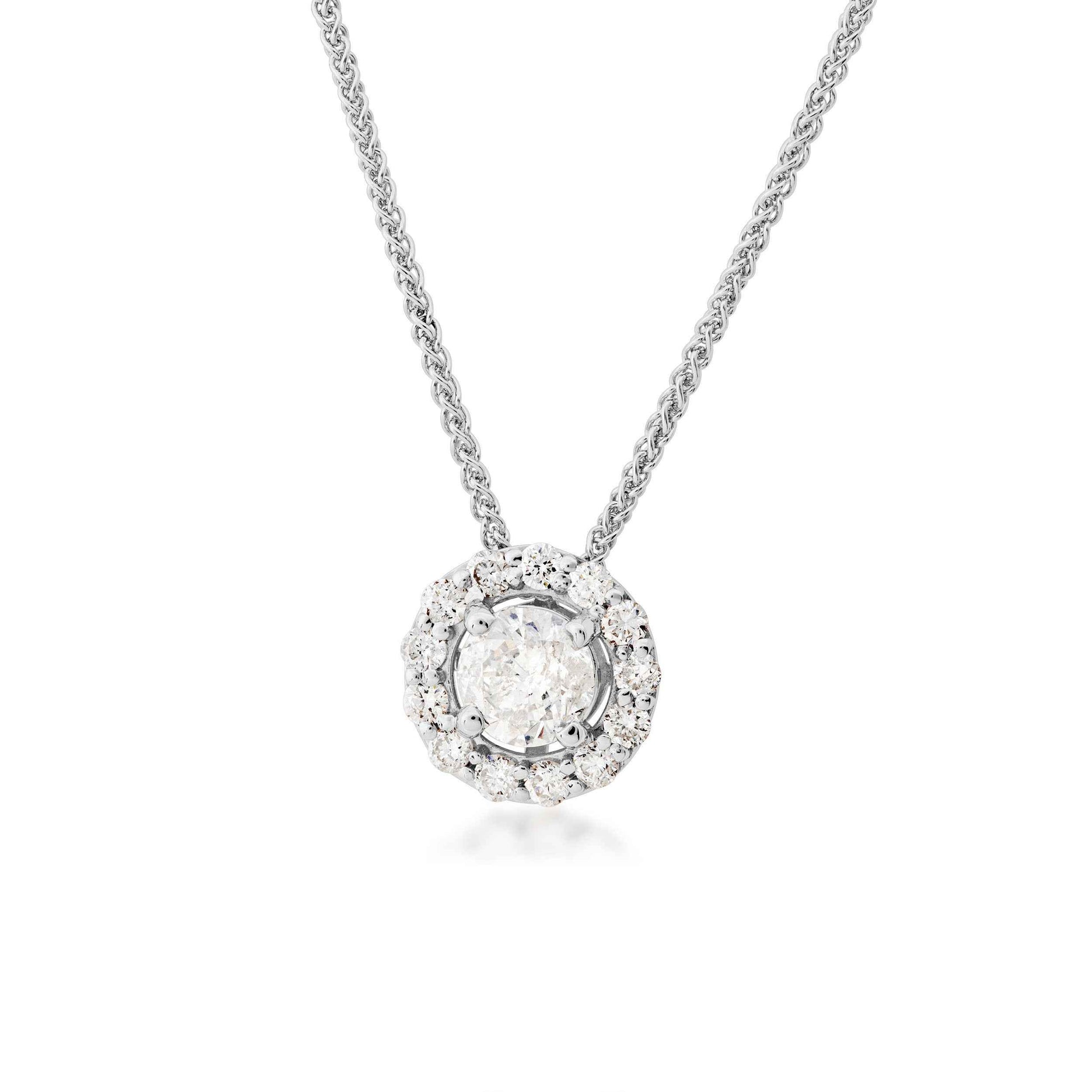 3/4 ct. tw. Round Brilliant Diamond Pendant with Halo in 10K White Gold
