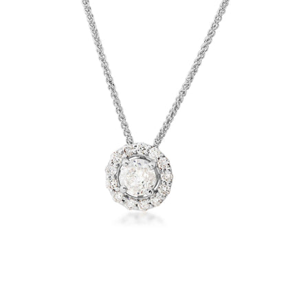3/4 ct. tw. Round Brilliant Diamond Pendant with Halo in 10K White Gold