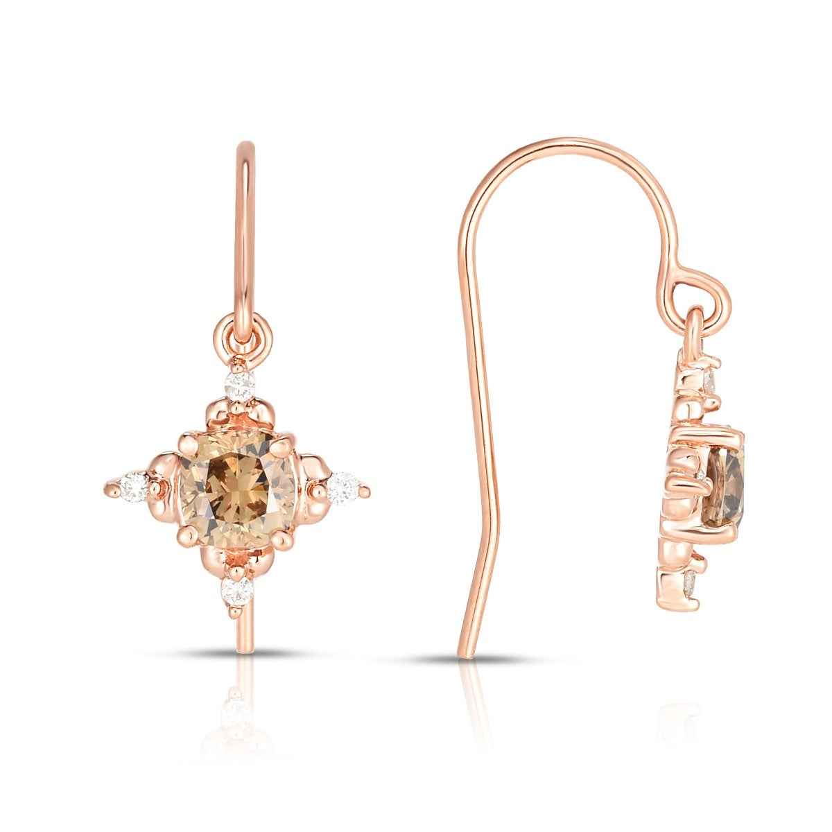 Mocha Lux 7/8 ct. tw. Mocha and White Diamond Earrings in 14K Pink Gold