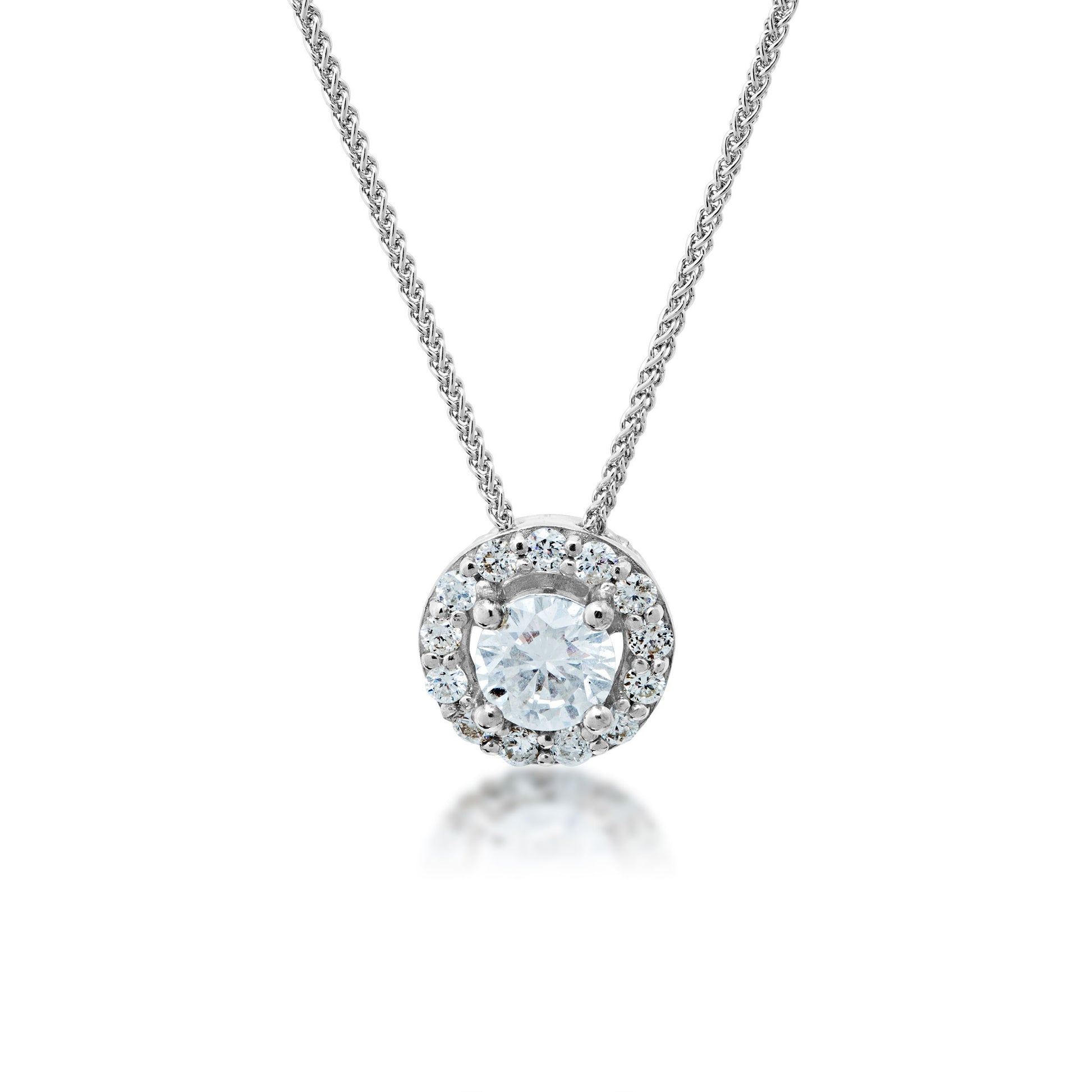 1/2 ct. tw. Round Diamond Halo Pendant in 10K White Gold