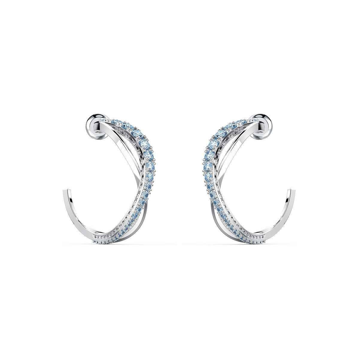 Swarovski Twist Blue Stone Hoop Earrings