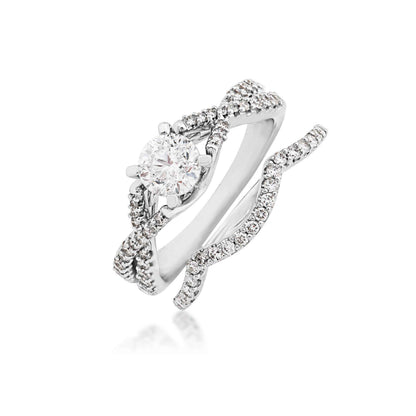 Timeless 1-1/4ct. tw. with 3/4ct. Round Brilliant center diamond in 14K white gold close-up detail