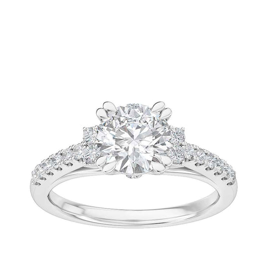 Adamante 1-1/2 ct. tw. Lab-Grown Round Brilliant Engagement Ring with Side Diamond Accents and Band in 14K White Gold