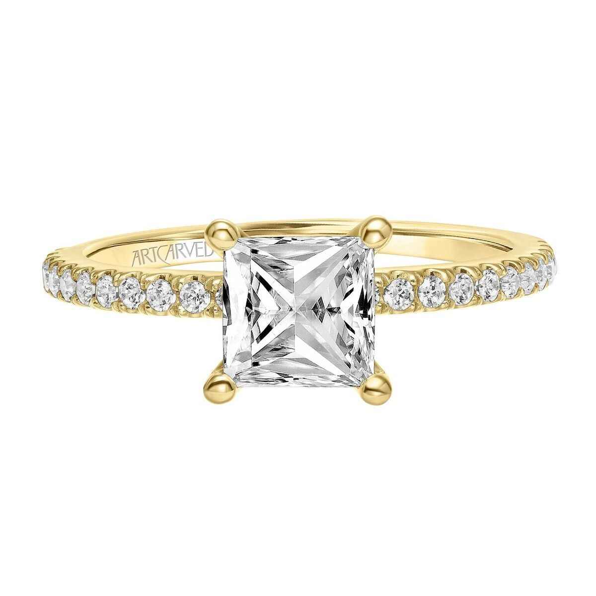 Artcarved Classic 1/4 ct. tw. Princess Cut Diamond Semi-Mount Engagement Ring in 14K Yellow Gold