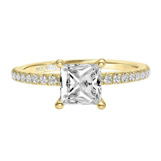 Artcarved Classic 1/4 ct. tw. Princess Cut Diamond Semi-Mount Engagement Ring in 14K Yellow Gold