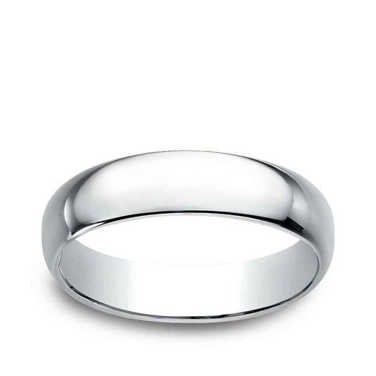 Benchmark Men's 5mm Dome Classic Fit Polished Wedding Ring in 14K White Gold