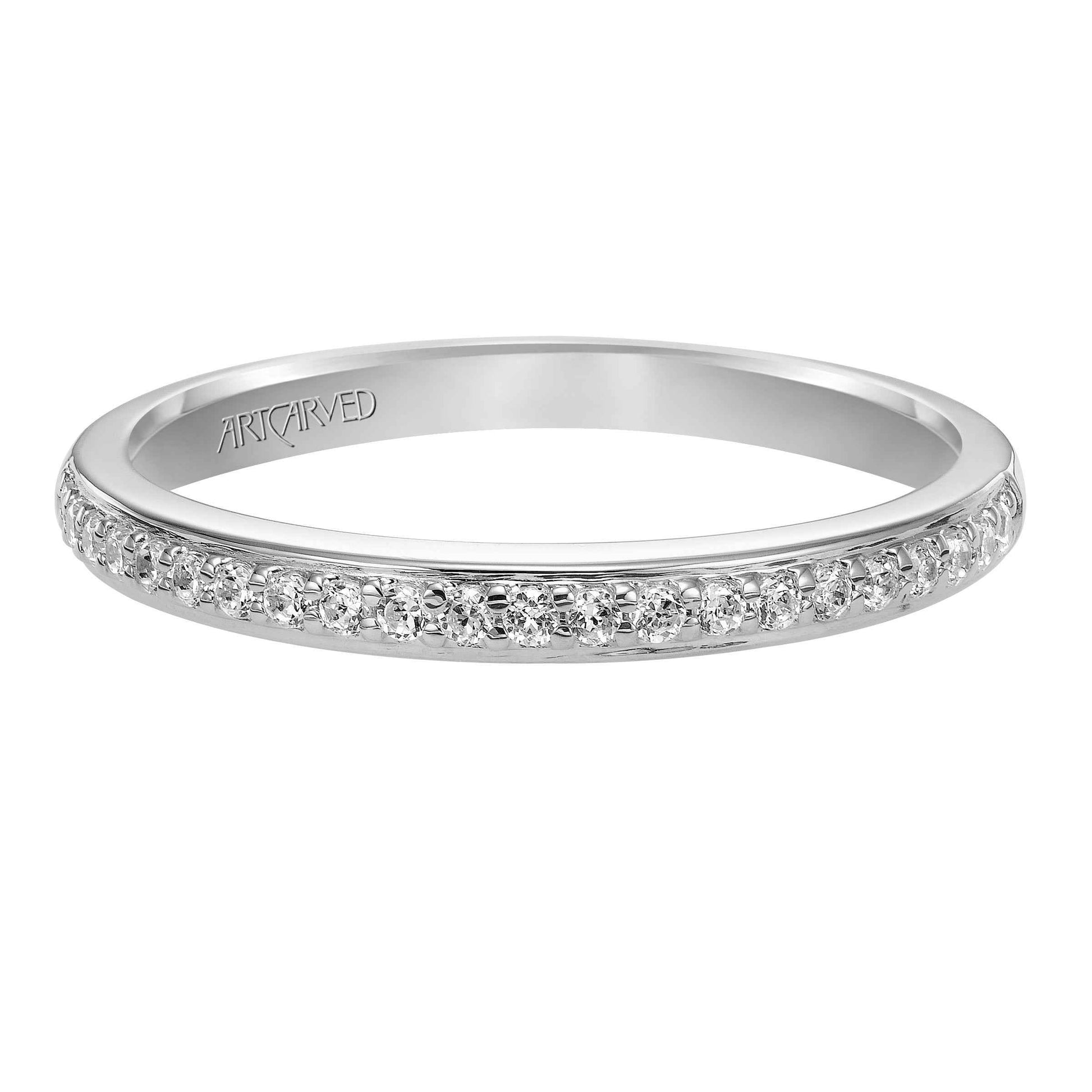 ArtCarved Contemporary 1/5 ct. tw. Classic Round Diamond Wedding Band in 14K White Gold
