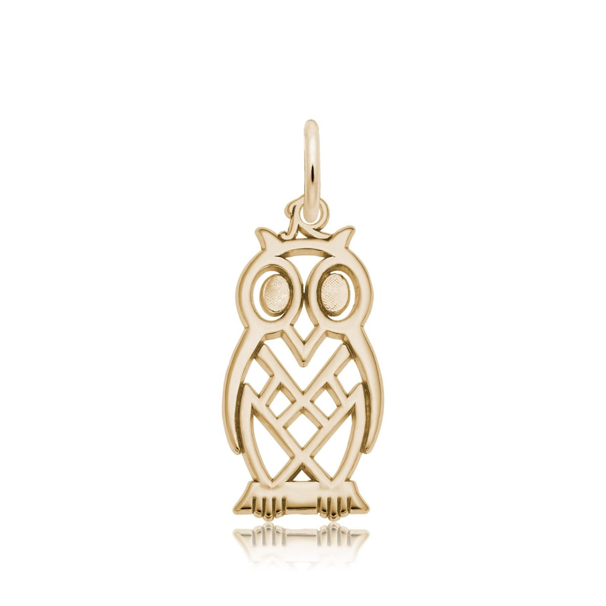 Flat Owl Charm in 14K Yellow Gold