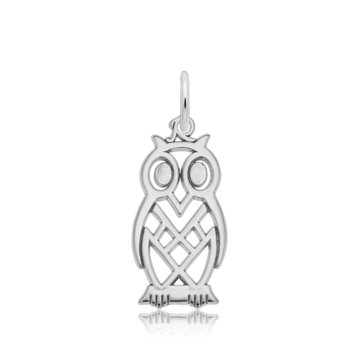 Flat Owl Charm in Sterling Silver