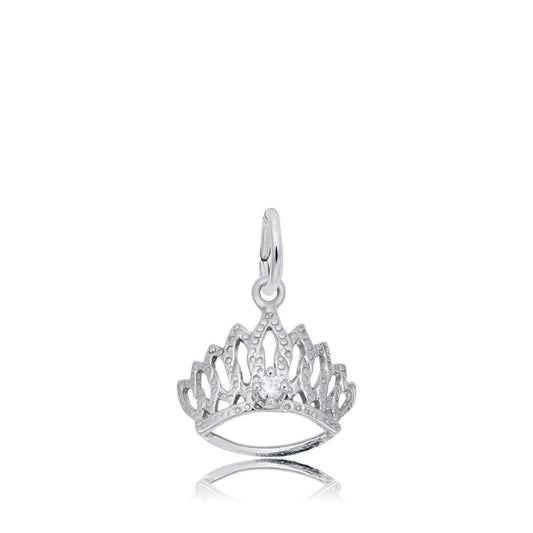 CZ April Birthstone Tiara Charm in Sterling Silver