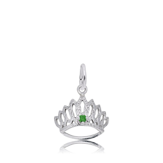 Green CZ May Birthstone Tiara Charm in Sterling Silver