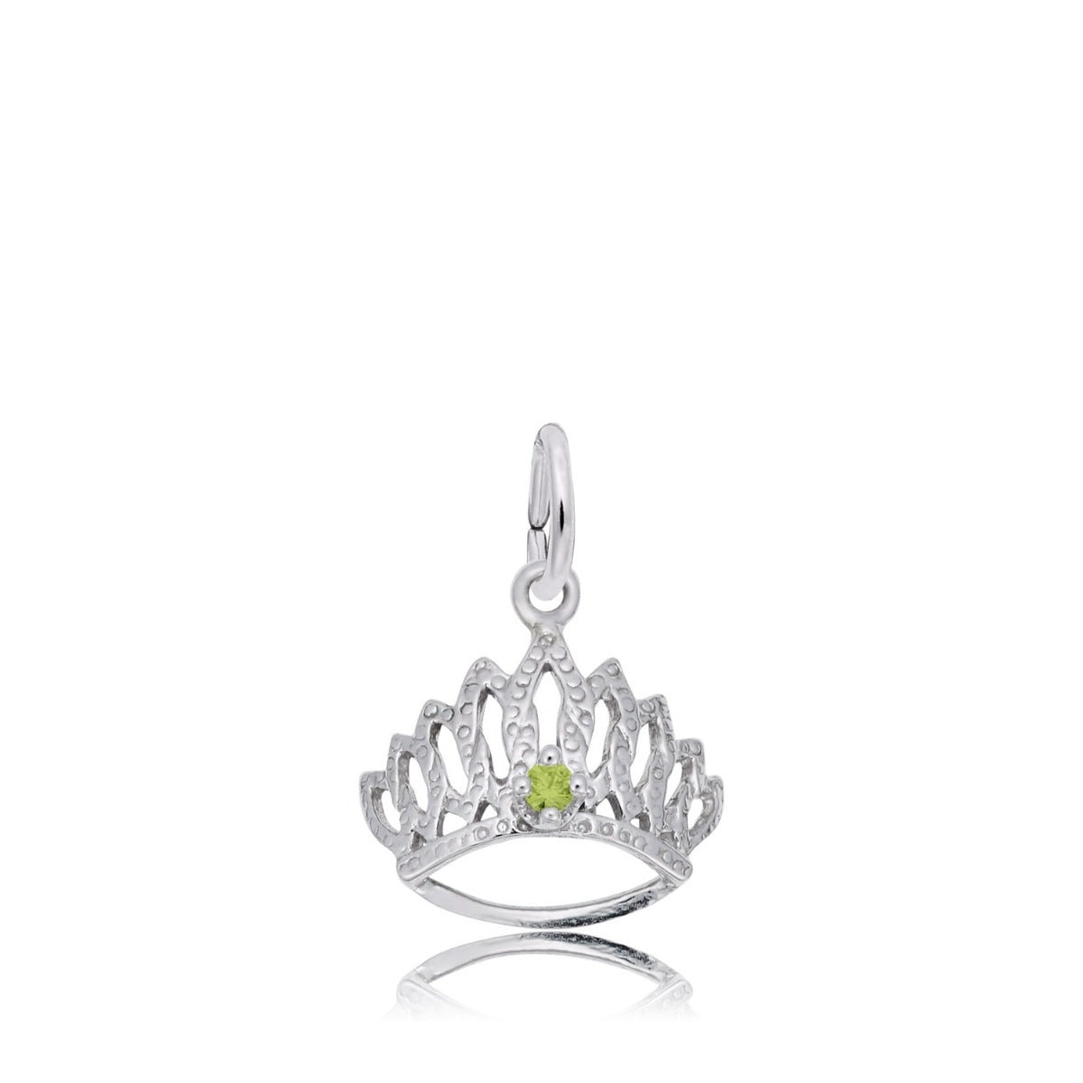 Green CZ August Birthstone Tiara Charm in Sterling Silver