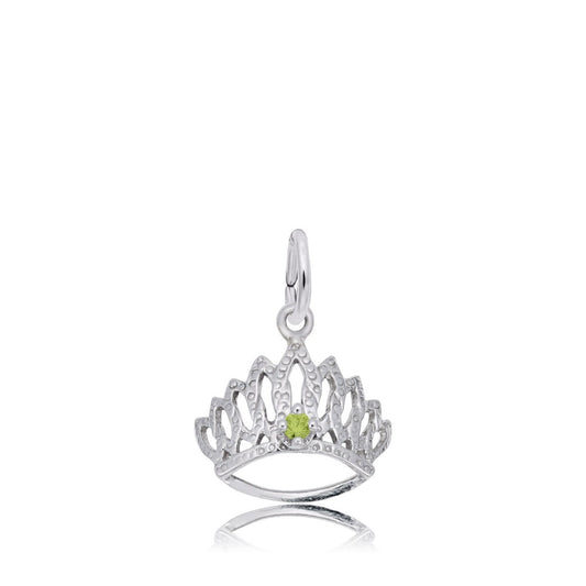 Green CZ August Birthstone Tiara Charm in Sterling Silver
