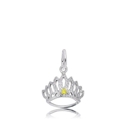 Yellow CZ November Birthstone Tiara Charm in Sterling Silver